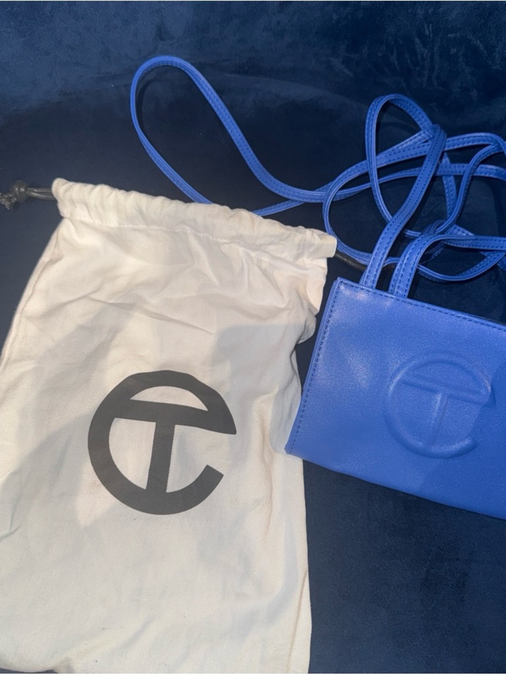 Telfar Mini Crossbody in Bright Blue Leather